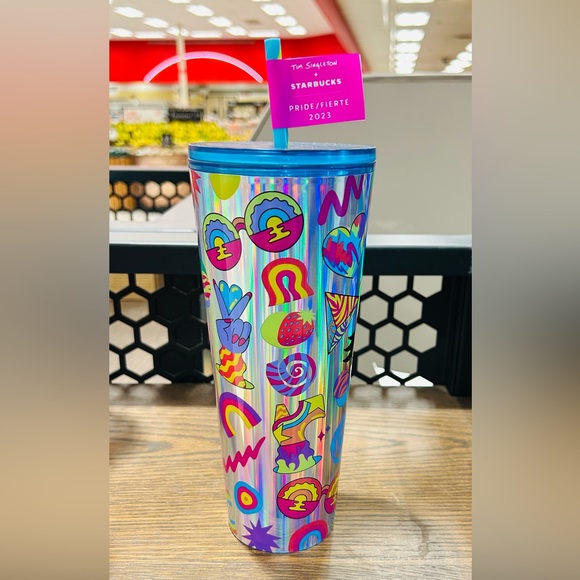 Starbucks Tim Singleton Pride Cup Iridescent Glitter Tumbler Foil 24oz New 2023 - Picture 10 of 10